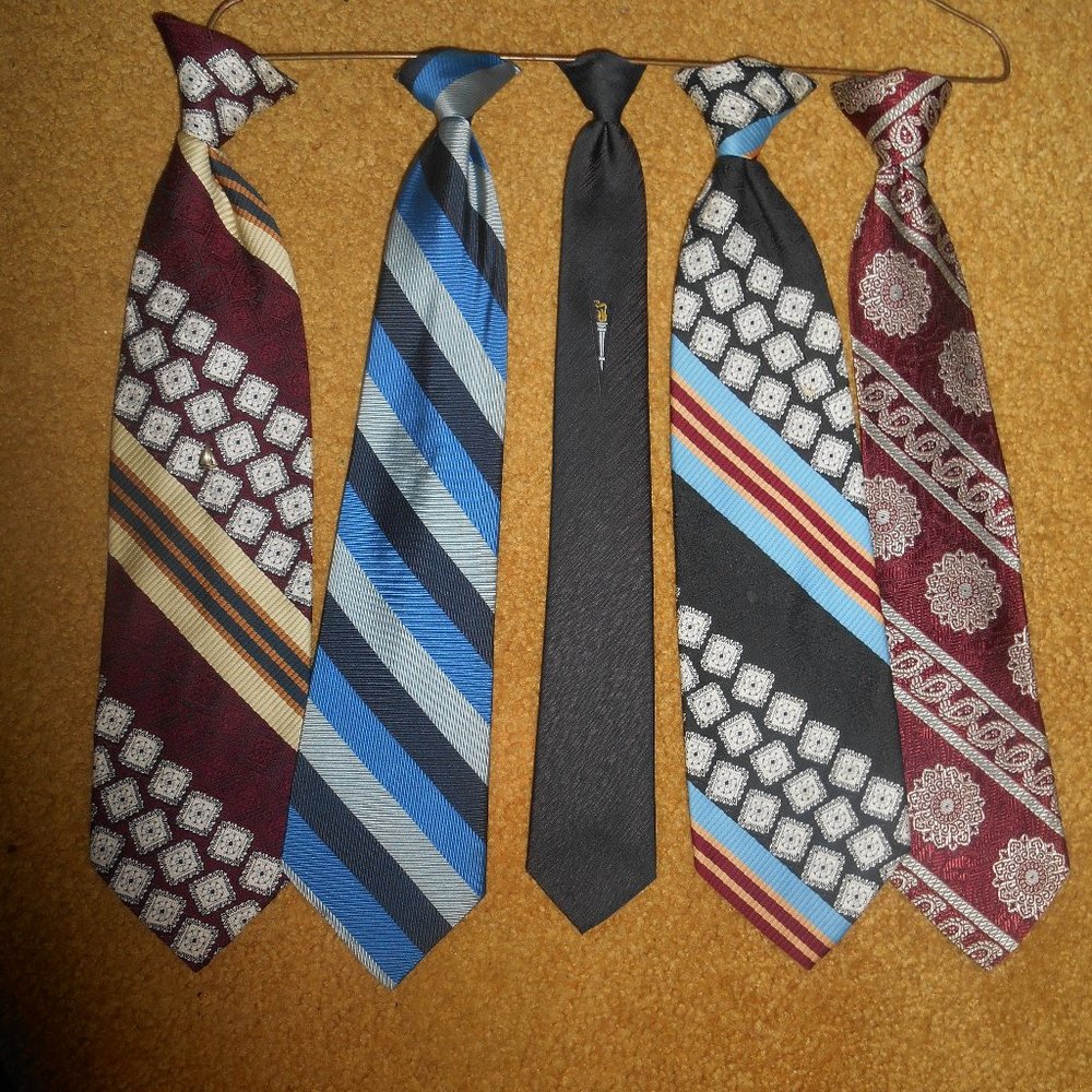 Variety of Clip-On Ties Snapper Vintage 1970s